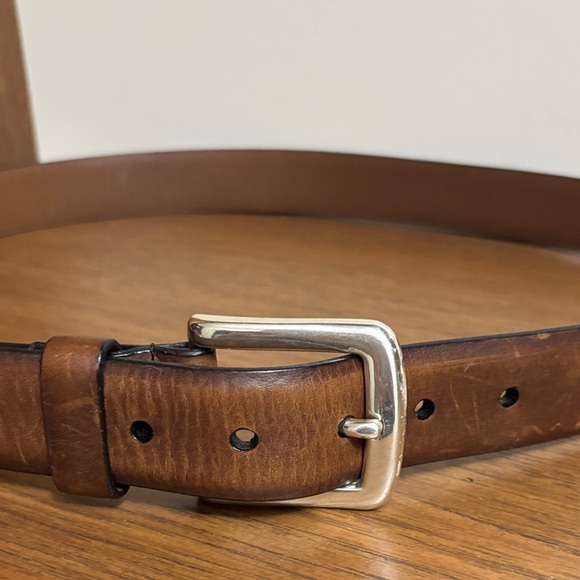 Allen Edmonds Tan Leather Belt with Silver Buckle - Picture 5 of 5